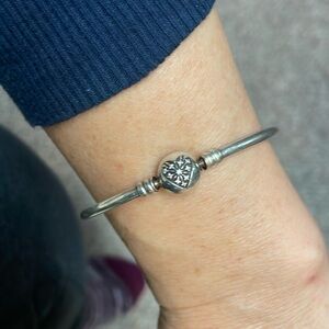 Pandora key to my heart Sterling bangle with heart charm